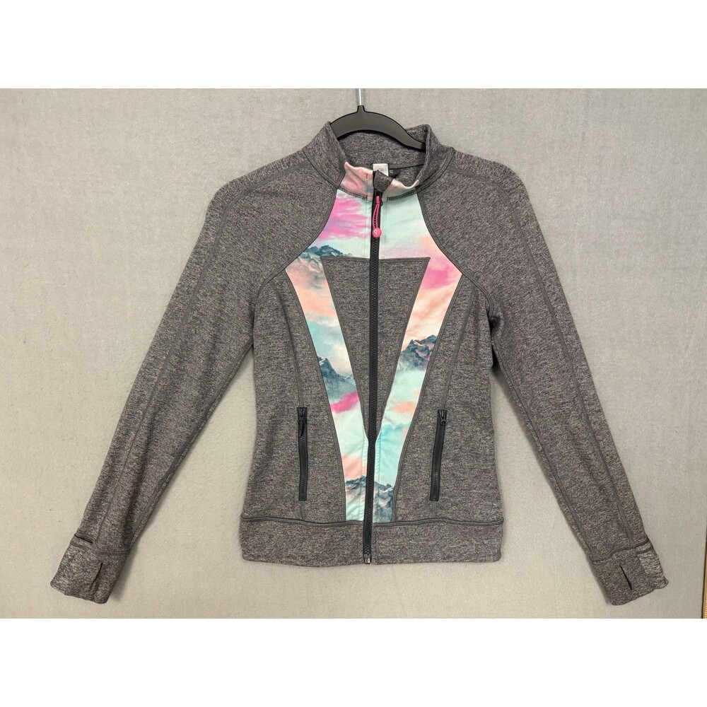 Ivivva Lululemon Girls Size 14 Heather Gray Mountain Print Full Zip Jacket